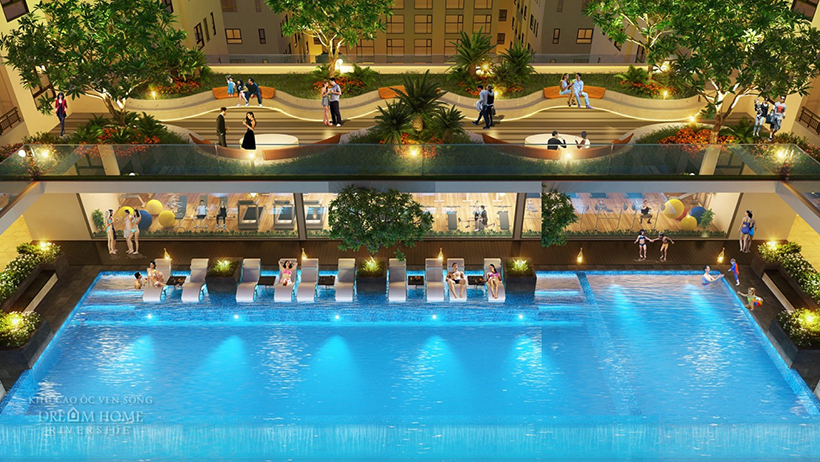 Hồ bơi trên tầng 8 khu căn hộ Dream Home Riverside. Hotline: 0909.509.679 - 0949.509. Hồ bơi trên tầng 8 khu căn hộ Dream Home Riverside