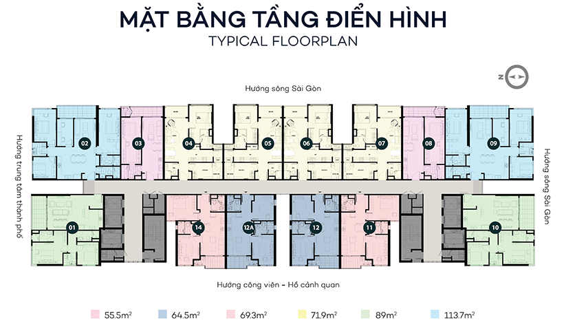 Mặt bằng dự án căn hộ chung cư Sky 89 Quận 7 Đường Hoàng Quốc Việt chủ đầu tư An Gia