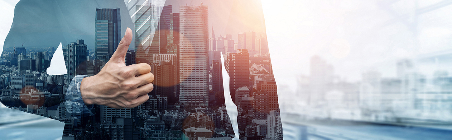 Double Exposure Image Of Business Person