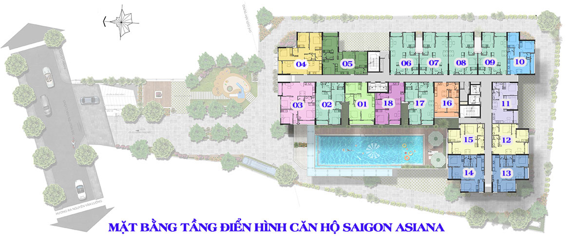 Mặt bằng dự án căn hộ chung cư Saigon Asiana Quận 6 Đường Nguyễn Văn Luông chủ đầu tư Gotec Land