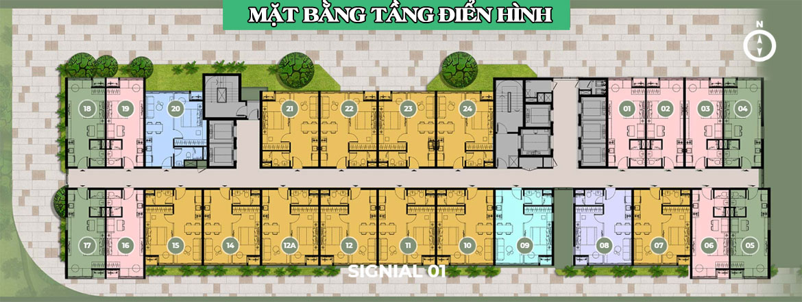 Mặt bằng tầng điển hình Signial 1 dự án Signial Quận 7 Mặt bằng dự án căn hộ chung cư Signial Quận 7 Đường Hoàng Quốc Việt chủ đầu tư An Gia