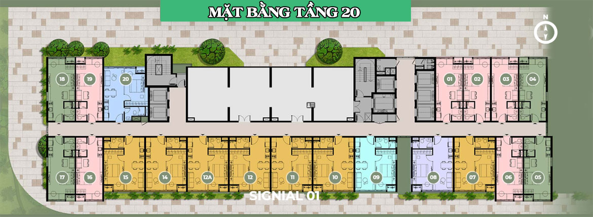 Mặt bằng tầng 20 block Signial 1 dự án Signial Quận 7 Mặt bằng dự án căn hộ chung cư Signial Quận 7 Đường Hoàng Quốc Việt chủ đầu tư An Gia