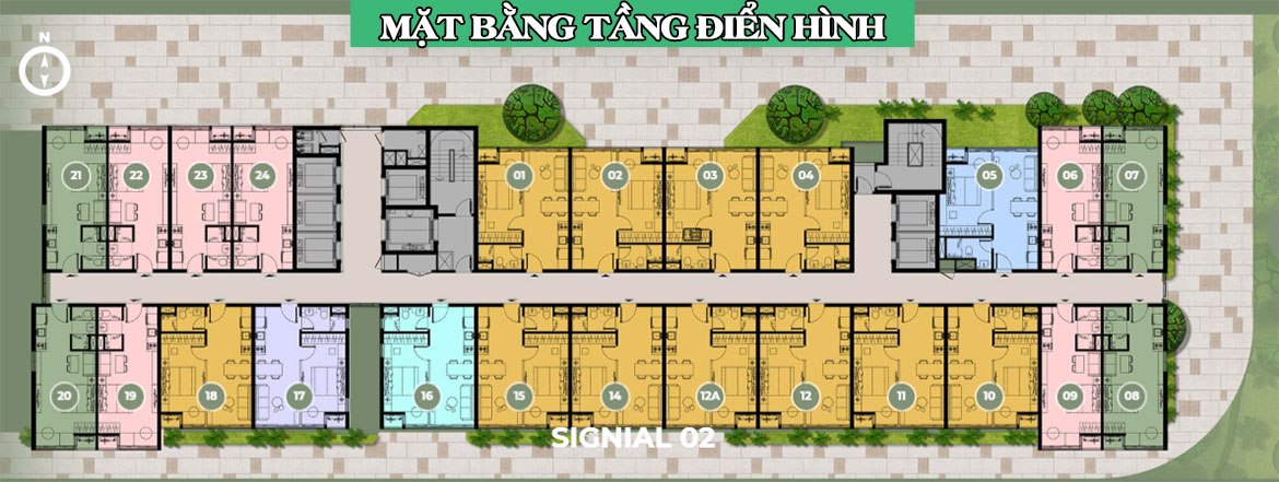 Mặt bằng tầng điển hình Signial 2 dự án Signial Quận 7 Mặt bằng dự án căn hộ chung cư Signial Quận 7 Đường Hoàng Quốc Việt chủ đầu tư An Gia