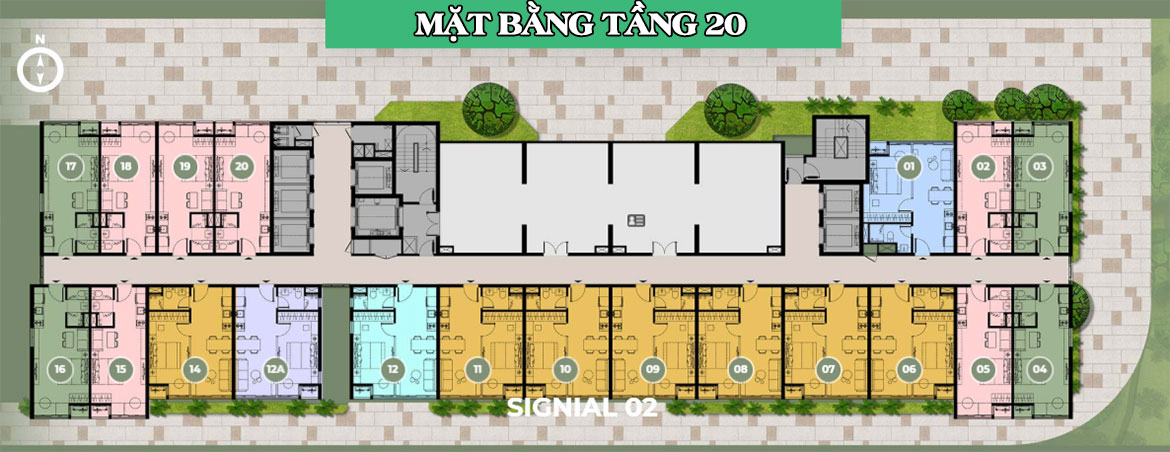 Mặt bằng tầng 20 block Signial 2 dự án Signial Quận 7 Mặt bằng dự án căn hộ chung cư Signial Quận 7 Đường Hoàng Quốc Việt chủ đầu tư An Gia