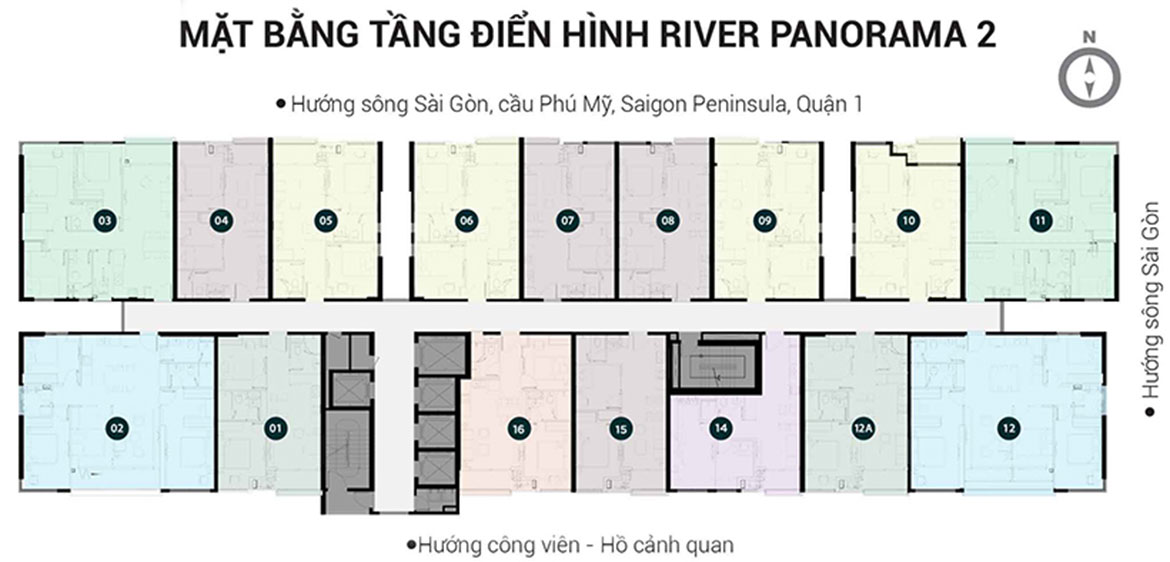 Mặt bằng dự án căn hộ chung cư River Panorama Quận 7 Đường Hoàng Quốc Việt chủ đầu tư An Gia Investment