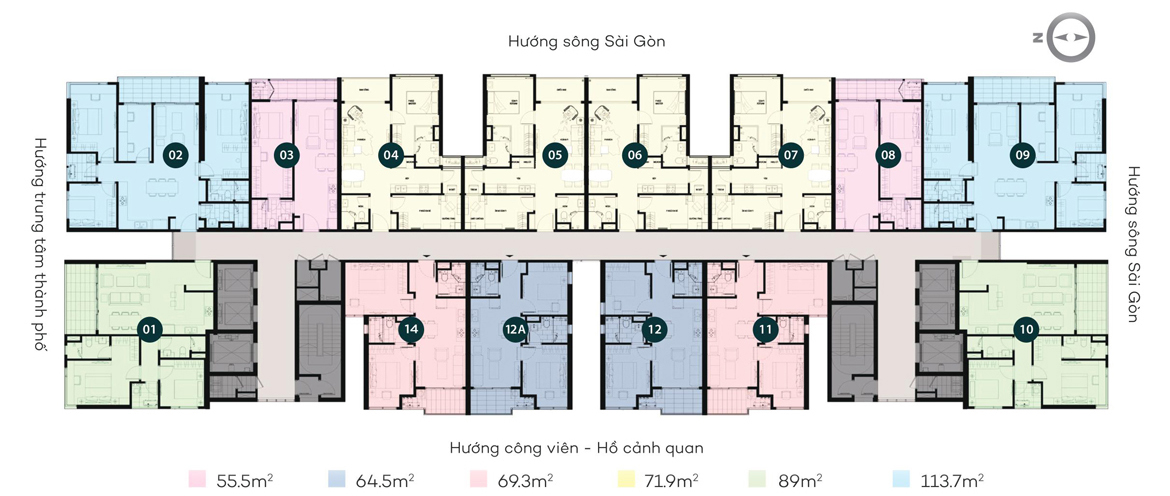 Mặt bằng tầng điển hình căn hộ chung cư Sky 89 quận 7 đường Đào Trí