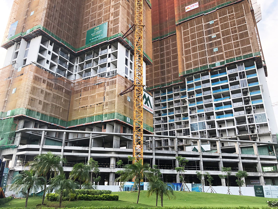 Tiến độ dự án căn hộ chung cư Eco Green Sài Gòn Quận 7 Đường Nguyễn Văn Linh chủ đầu tư Xuân Mai tháng 8.2019