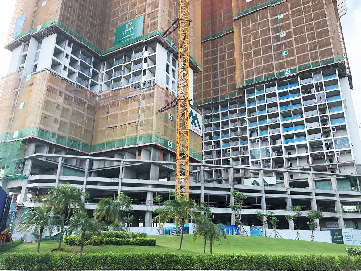 Tiến độ dự án căn hộ chung cư Eco Green Sài Gòn Quận 7 Đường Nguyễn Văn Linh chủ đầu tư Xuân Mai tháng 8.2019