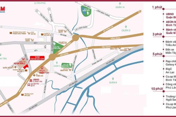 Vị trí địa chỉ dự án căn hộ chung cư AIO City Quận Bình Tân Đường Tên Lửa chủ đầu tư Hoa Lâm