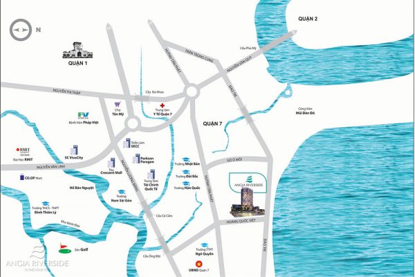 Vị trí địa chỉ dự án căn hộ chung cư Riverside Quận 7 Đường Đào Trí chủ đầu tư An Gia Investment