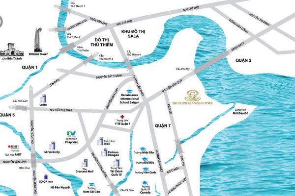 Vị trí địa chỉ dự án căn hộ chung cư Sunshine Diamond River Quận 7 Đường Đào Trí chủ đầu tư Sunshine Group