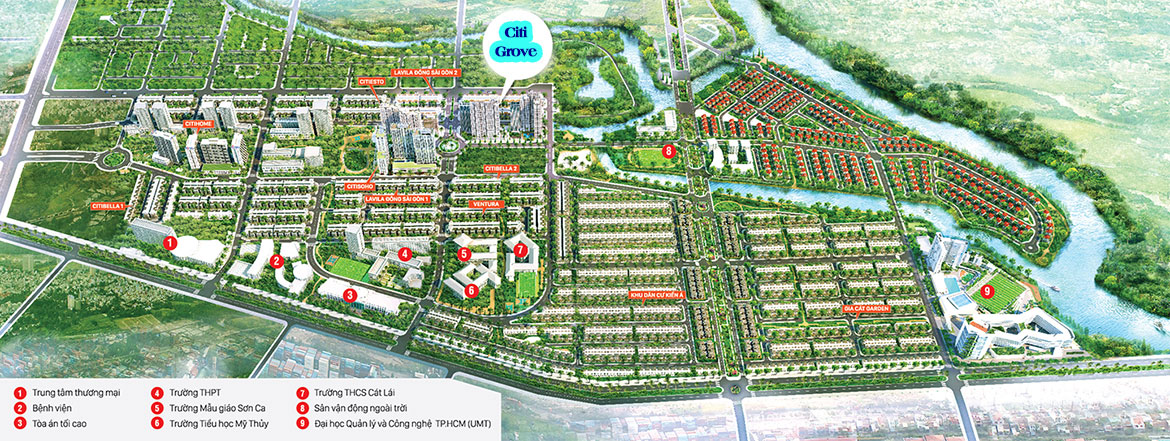Mặt bằng dự án căn hộ chung cư Citi Grove Quận 2 Khu Cát Lái chủ đầu tư Kiến Á