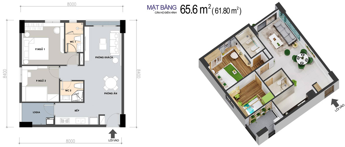 Thiết kế loại 2 phòng ngủ dự án căn hộ chung cư West Gate Bình Chánh - Liên hệ 0909.509.679 - 0949.5-0.679 nhận báo giá chi tiết Thiết kế dự án căn hộ chung cư West Gate Bình Chánh