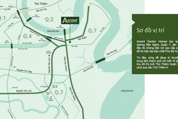 Vị trí địa chỉ dự án căn hộ chung cư Ascent Garden Homes Quận 7 Đường Bến Nghé chủ đầu tư Tiến Phát
