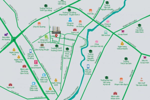 Vị trí địa chỉ dự án căn hộ chung cư Asiana Summer City Quận 12 Đường Song Hành chủ đầu tư Gotec Land