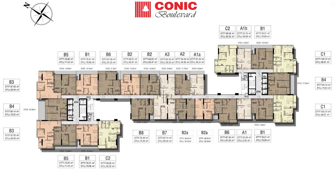 Mặt bằng dự án căn hộ chung cư Conic Boulevard Bình Chánh