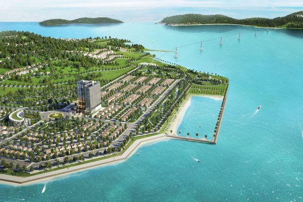 Phối cảnh tổng thể condotel Peninsula Nha Trang Đường KĐT Biển An Viên chủ đầu tư Công ty cổ phần đầu tư điện lực Hà Nội