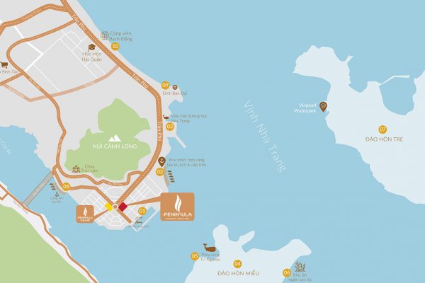 Vị trí địa chỉ dự án căn hộ condotel Peninsula Nha Trang Đường KĐT Biển An Viên chủ đầu tư Công ty cổ phần đầu tư điện lực Hà Nội