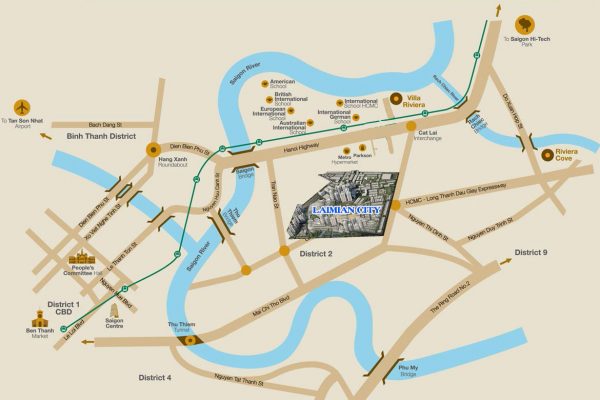 Vị trí địa chỉ dự án căn hộ chung cư Laimian City Quận 2 Đường Lương Đình Của chủ đầu tư HDTC