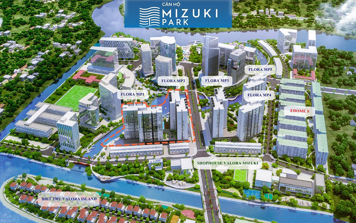 Mặt bằng dự án căn hộ chung cư Mizuki Park Bình Chánh Đường Nguyễn Văn Linh chủ đầu tư Nam Long