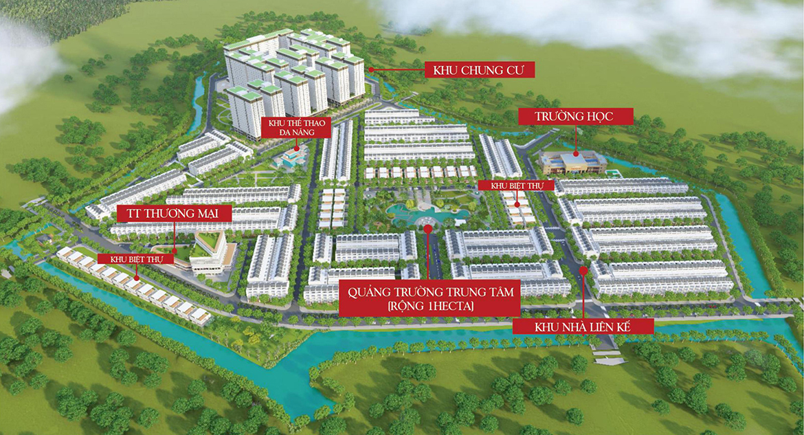 Mặt bằng dự án đất nền nhà phố biệt thự Qi Island Bình Dương Đường Ngô Chí Quốc chủ đầu tư Hoa Lâm