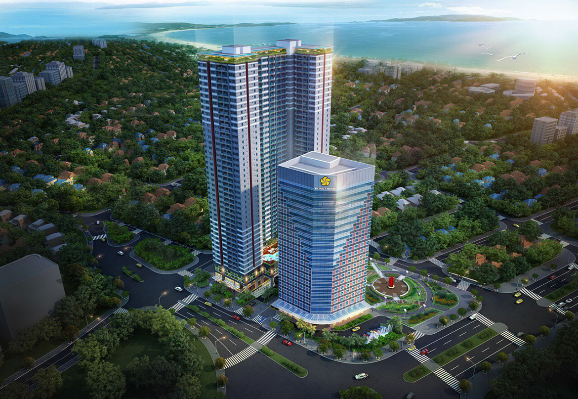 Phối cảnh dự án căn hộ chung cư Grand Center Quy Nhơn Đường Nguyễn Tất Thành chủ đầu tư Hưng Thịnh