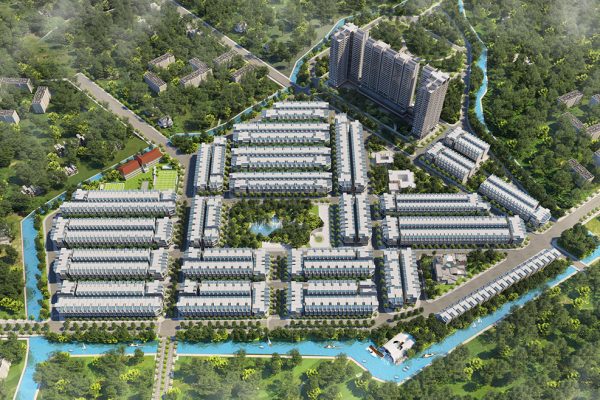 Phối cảnh dự án đất nền nhà phố biệt thự Qi Island Bình Dương Đường Ngô Chí Quốc chủ đầu tư Hoa Lâm