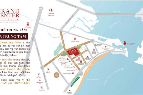 Vị trí địa chỉ dự án căn hộ chung cư Grand Center Quy Nhơn Đường Nguyễn Tất Thành chủ đầu tư Hưng Thịnh