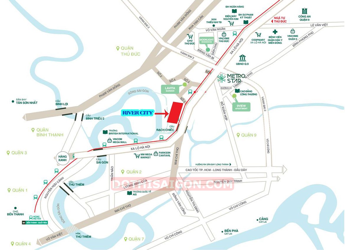 Vị trí địa chỉ dự án căn hộ chung cư River City Thủ Đức Đường Xa Lộ Hà Nội chủ đầu tư Refico