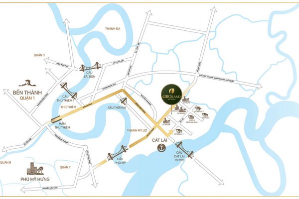Vị trí địa chỉ dự án căn hộ chung cư Citi Grand Quận 2 Đường KĐT Cát Lái chủ đầu tư Kiến Á