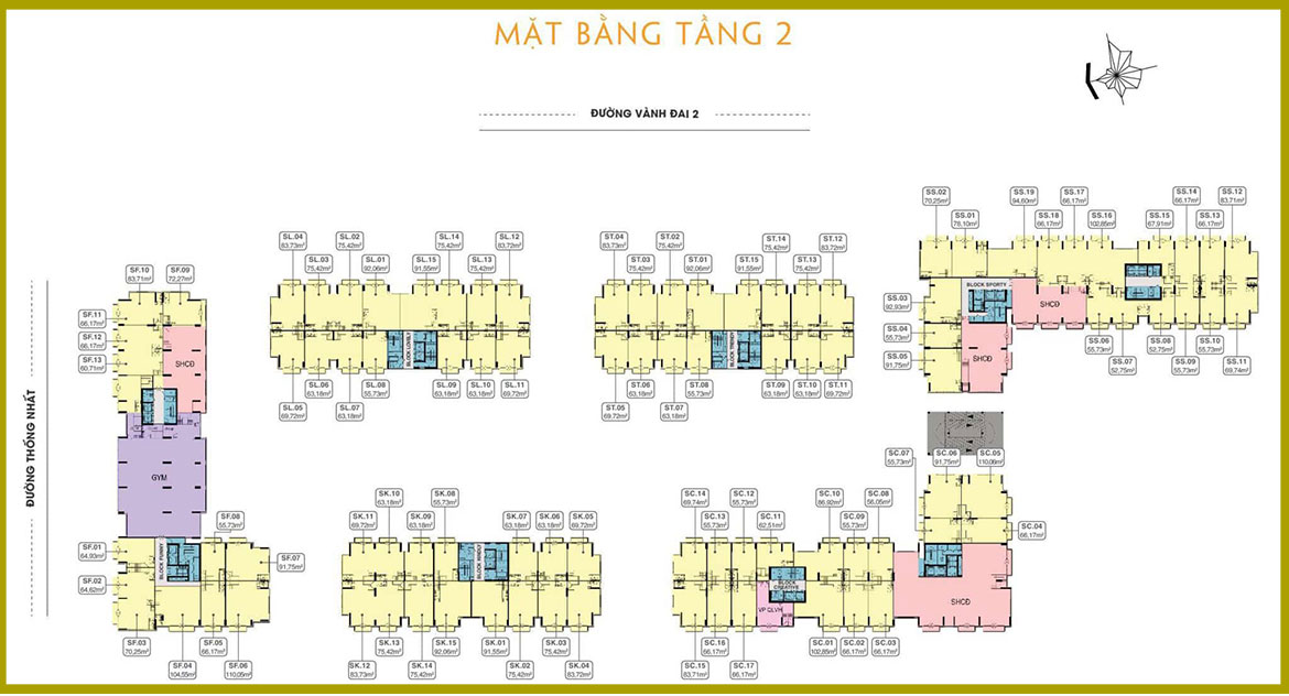 Mặt bằng thiết kế tầng 2 dự án căn hộ chung cư 9x Next Gen Bình Dương chủ đầu tư Hưng Thịnh Mặt bằng dự án căn hộ chung cư 9x Next Gen Dĩ An Bình Dương Đường Thống Nhất chủ đầu tư Hưng Thịnh