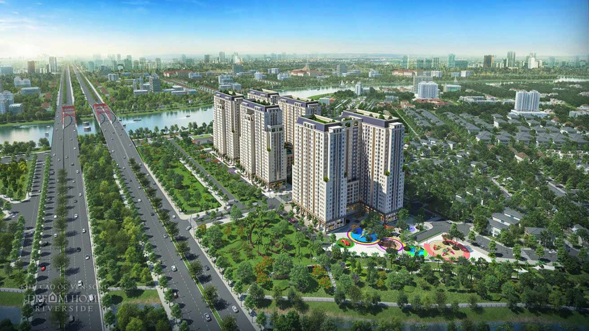 Phối cảnh tổng thể dự án căn hộ chung cư Dream Home Riverside Quận 8 Đường Nguyễn Văn Linh