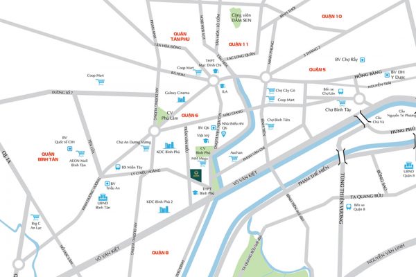 Vị trí địa chỉ dự án căn hộ chung cư Asiana Capella Quận 6 Đường Trần Văn Kiểu chủ đầu tư Gotec Land