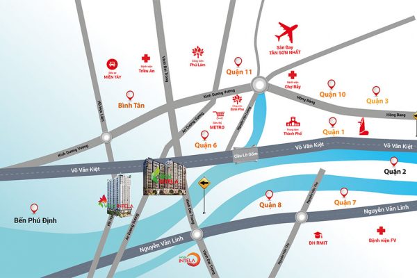 Vị trí địa chỉ dự án căn hộ chung cư High Intela đường Võ Văn Kiệt Quận 8