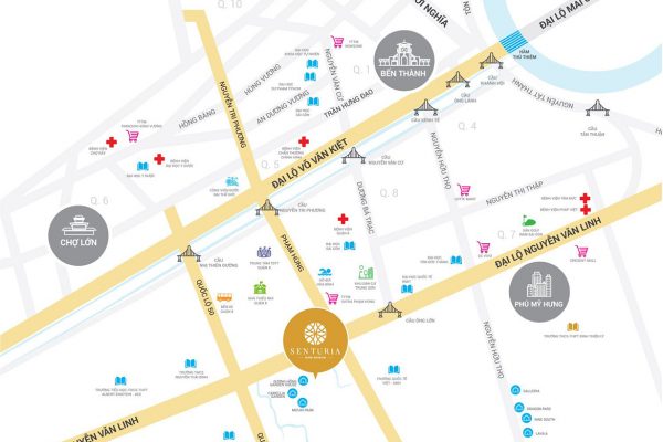 Vị trí địa chỉ dự án căn hộ chung cư Senturia Nam Sài Gòn Bình Chánh Đường Nguyễn Văn Linh chủ đầu tư Tiến Phước