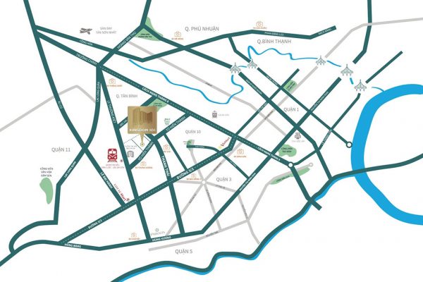 Vị trí địa chỉ dự án căn hộ chung cư Kingdom 101 Quận 10 Đường Tô Hiến Thành chủ đầu tư Hoa Lâm