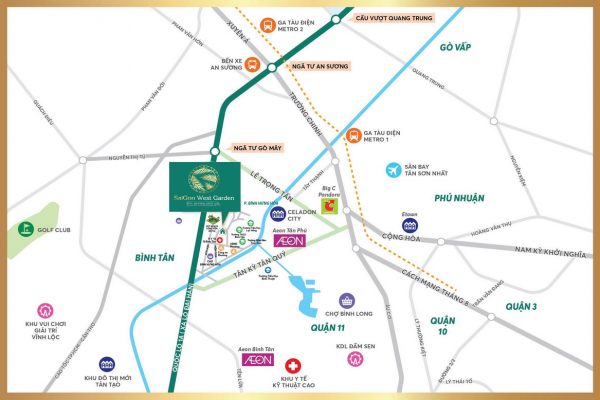 Vị trí địa chỉ đất nền khu dân cư Saigon West Garden Phường Bình Hưng Hòa Quận Bình Tân