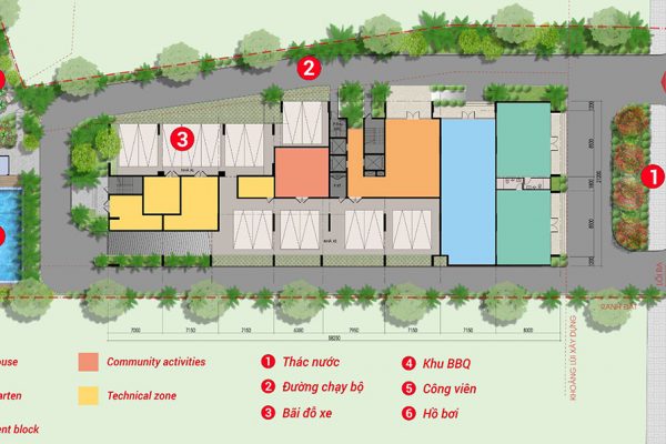 Mặt bằng bố trí tiện ích dự án căn hộ chung cư West Intela đường An Dương Vương Quận 8