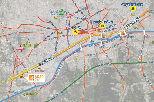 Vị trí địa chỉ dự án căn hộ chung cư Akari City Quận Bình Tân Đường Võ Văn Kiệt