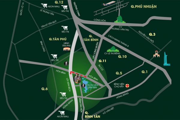 Vị trí địa chỉ dự án căn hộ chung cư Diamond Lotus Lake View Quận Tân Phú Đường Lũy Bán Bích