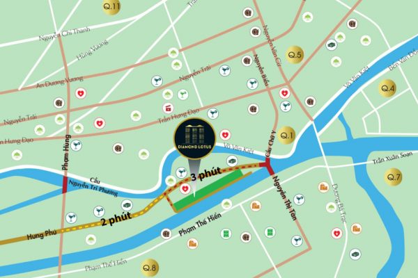 Vị trí địa chỉ dự án căn hộ chung cư Diamond Lotus Riverside Quận 8 Đường Lê Quang Kim