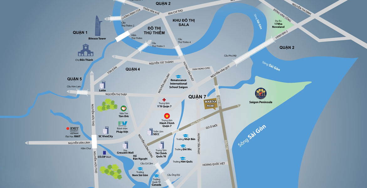Vị trí địa chỉ dự án căn hộ chung cư Marina Park đường Đào Trí quận 7