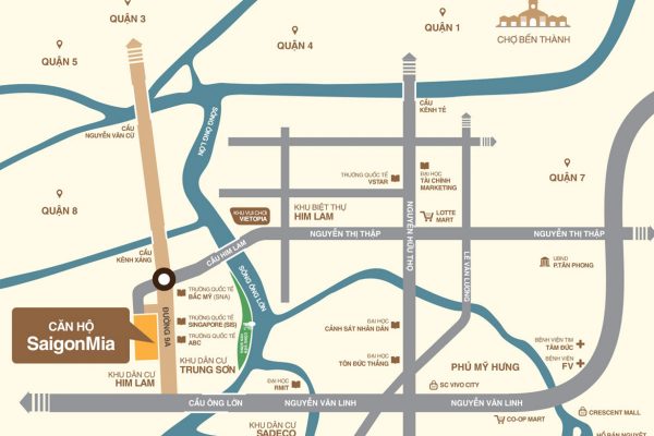 Vị trí địa chỉ dự án căn hộ chung cư Saigon Mia khu dân cư Trung Sơn
