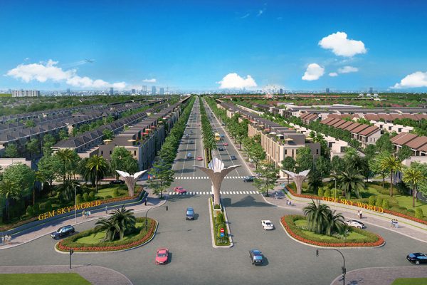 Phối cảnh tổng thể dự án nhà phố đất nền Gem Sky World Đất Xanh Long Thành Đồng Nai