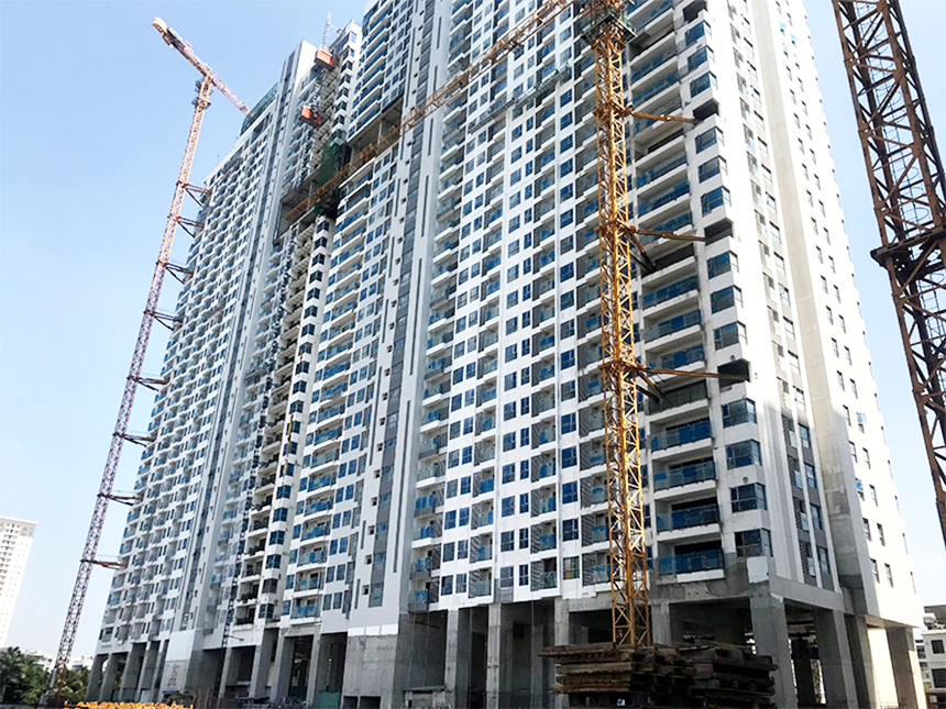 Tiến độ xây dựng dự án căn hộ River Panorama Quận 7 tháng 05.2020 - Sơn hoàn thiện mặt đứng Tiến độ xây dựng dự án căn hộ River Panorama Quận 7 tháng 05.2020