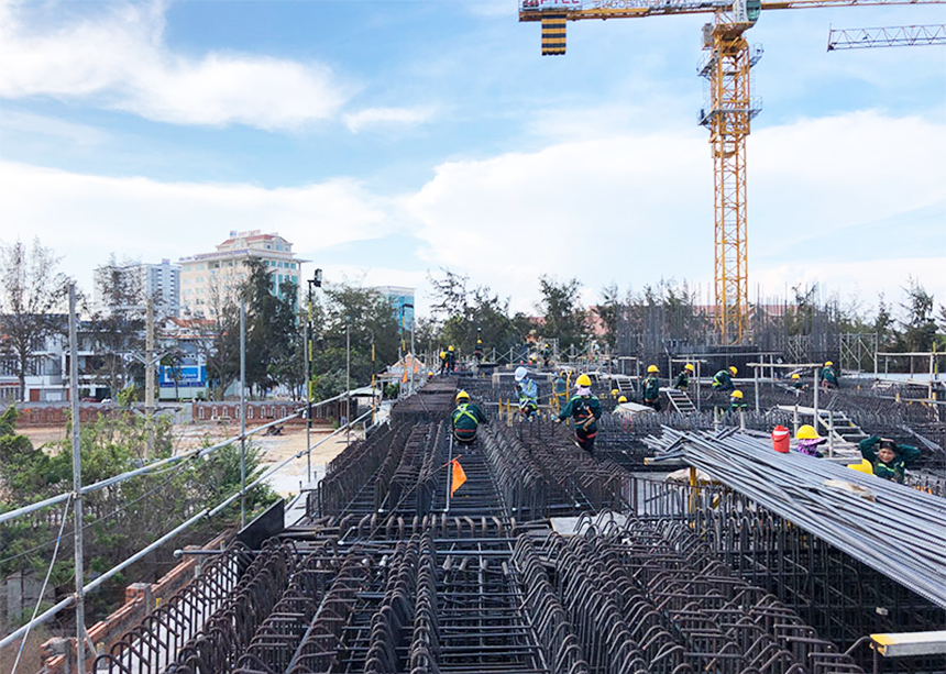 Tiến độ xây dựng dự án căn hộ The Sóng Vũng Tàu tháng 05.2020 - Thị công thép dầm chuyển Tiến độ xây dựng dự án căn hộ The Sóng Vũng Tàu tháng 05.2020
