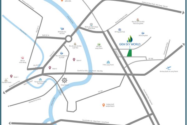 Vị trí địa chỉ dự án đất nền nhà phố biệt thự Gem Sky World Long Thành Đồng Nai