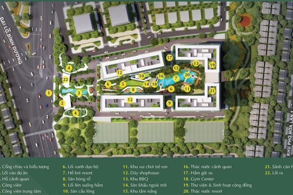 Mặt bằng bố trí tiện ích dự án căn hộ chung cư Anderson Park Bình Dương