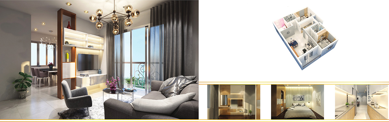 Nhà mẫu căn hộ 1 phòng ngủ dự án chung cư Golf View Palace Tân Bình đường Tân Sơn