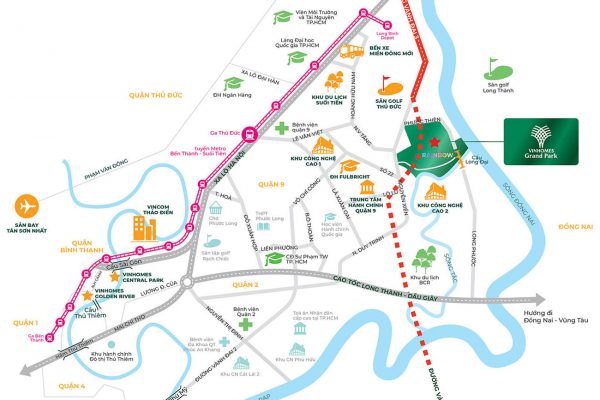 Vị trí địa chỉ căn hộ chung cư phân khu The Rainbow dự án Vinhomes Grand Park Quận 9 chủ đầu tư Vingroup